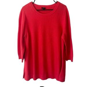 Talbots Longline Cotton Tunic Sweater Dark Pink Plus Size 2X